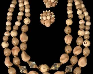 Vintage Beaded Necklace Earrings