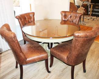 Dining Table - 48" Diameter - Wood Covered by Glass Top - Table and 4 Chairs sold together or separately