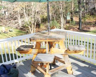 Wood Patio Table with Umbrella