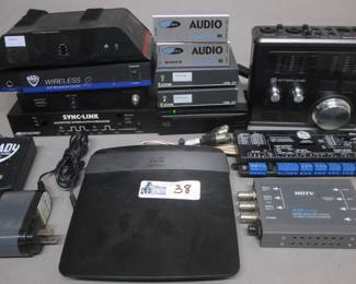BOX ELECTRONICS INCLUDING ROUTERS, NADY MIC, AND MORE