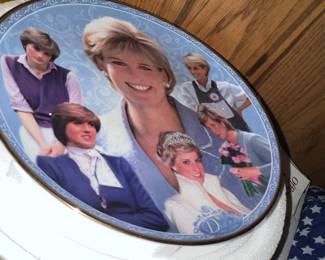 Princess Diana plate, doll, and memorabilia