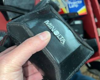 Box of cameras inc Minolta, Argus, Polaroid,