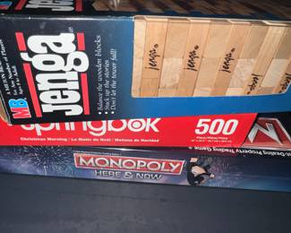 Jenga (oh my, the memories...), and Monopoly "Here + Now"