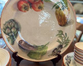 Williams-Sonoma "Jordin Potager" 1 Lg. 14" platter, 1 Lg. 14" serving bowl, 12- pasta bowls10" & 12 condiment bowls - prefect condition