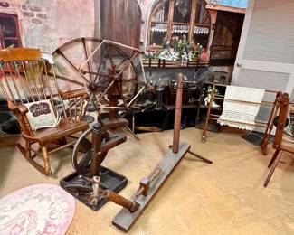 Antique Spinning wheels and weavers
