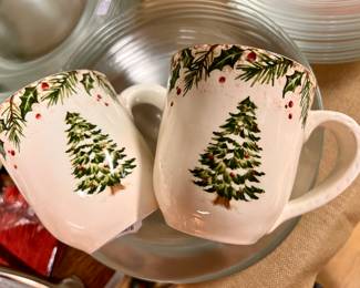 2 New Pier 1 Christmas coffee/hot Coco mugs