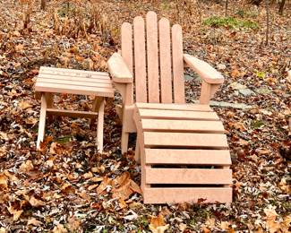 1 of 2 Adult size Adirondack lounge chairs and table