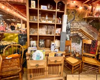 Bedroom set - Lg. and Sm. dresser each w/mirror, 2 night stands queen/full headboard & footboard and hutch