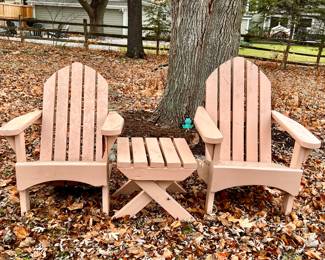 2 Adult size Adirondack chairs and table