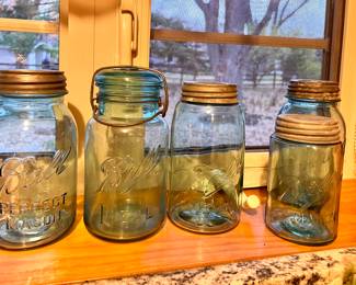 Vtg. Blue Ball jars
