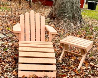 1 of 2 Adult size Adirondack lounge chairs and table