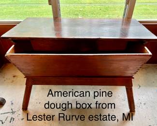 Beautiful American Pine Dough Box from Lester Rurve Estate, MI