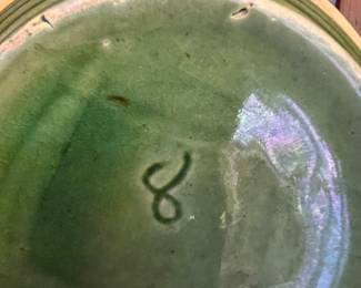 2 #8 Green stoneware mixing bowls