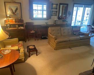 Vintage vinyl sofa and chair 