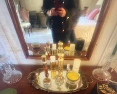 Perfume bottles and traya