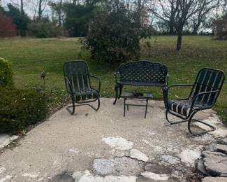 Patio set furniture wrought iron settee