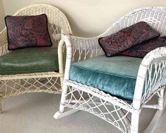 Wicker Chair and Rocker Pair