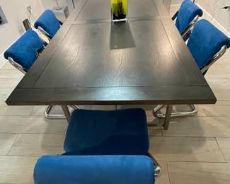 Wood Dining Table and Modern Chairs