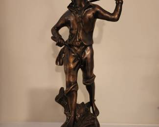 Bronze Grape picker statue 15" tall 
