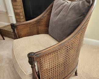 Pair of Handsome Cane Barrell Chairs