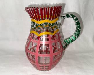 Tracy Porter 1995 hand painted glass pitcher