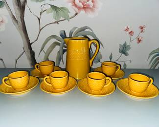 Vintage set of Genevieve Lethu pottery