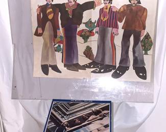 Vintage 1960s Beatles poster with 1967-1970 vinyl album