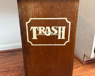 Vintage wooden trash bin