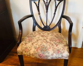 Vintage Sheraton style shield back arm chair 