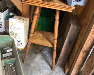 Heater, scales, oak parlor table