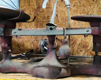 Antique Fairbanks red cast iron scales