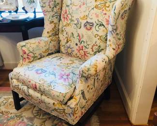 Straight leg wing back chair