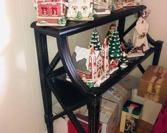 2 tier console table 
Christmas village