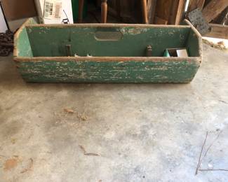 Hand made tool caddy.  Nice original green paint