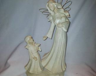 Beautiful Carved Angel and Girl Figurine