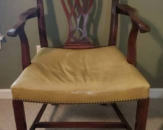 Vintage Chippendale Style Arm Chair with Nailhead Trim