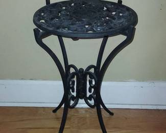 Ornate Black Cast Iron Plant Stand