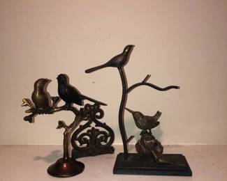 4 Pieces of Lovely Brass and Metal Bird Decor
