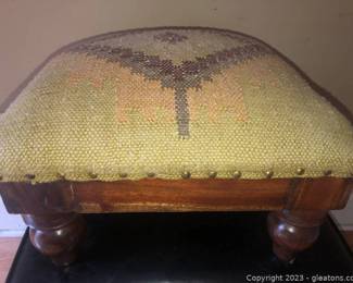 Distinctive Small Wooden Footstool by Midwest CBK