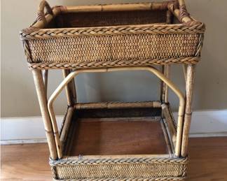 Sturdy Two Tier Bamboo Rattan Shelf Unit