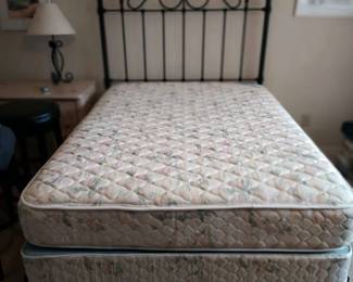 Decorative Full Size Metal Headboard and Bedframe with an Original Mattress Factory Regency Luxury Firm Mattress and Box Springs
