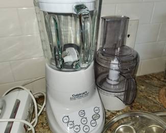 Cuisinart Processer with Attachments. KitcheAid Hand Mixer. 