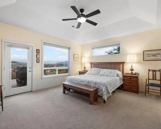 Mission King Headboard and special King Mattress/Box Spring. Two Mission Side Cabinets. Two Antique Mission/Arts & Crafts  Chairs w/maker markings. Two Brass Lamps. 