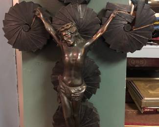 Folk Art Christ, match box crucifix missing pieces