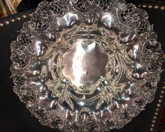 Sterling silver large ornate bowl