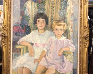 George Laurence Nelson, large oil on canvas titled "Mother's Chair", dated 1925. William Doyle Galleries provenance 