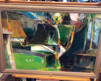 Boris Buriak, Ukraine Thatched roofs/Farm yard oil on canvas 