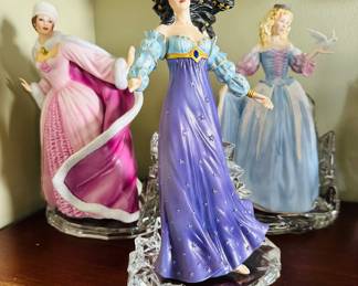 Collectable Franklin Mint , House of Faberge Porcelain on Crystal Base Princess Figurines: 
Frost Fairy, Lost Star Princess, Ice Palace, Mountain and Snow 