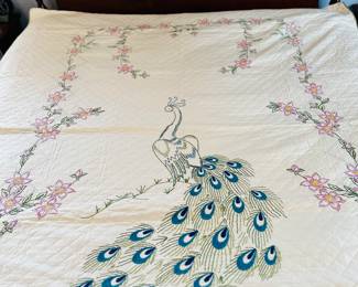 Fabulous Vintage Peacock Quilt 