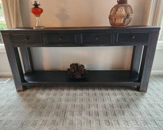 4 drawer distressed finish sofa table